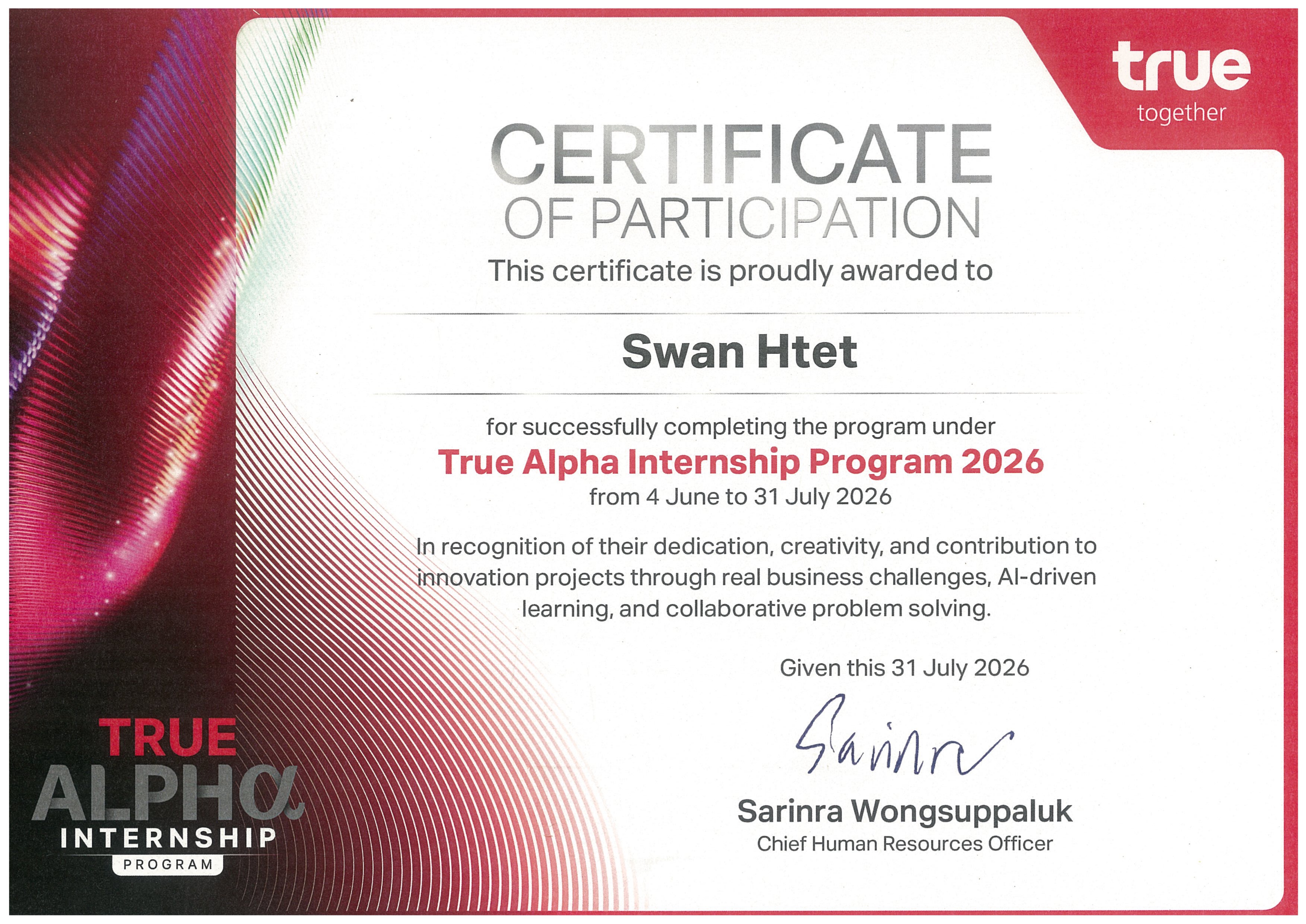 True Alpha Intern